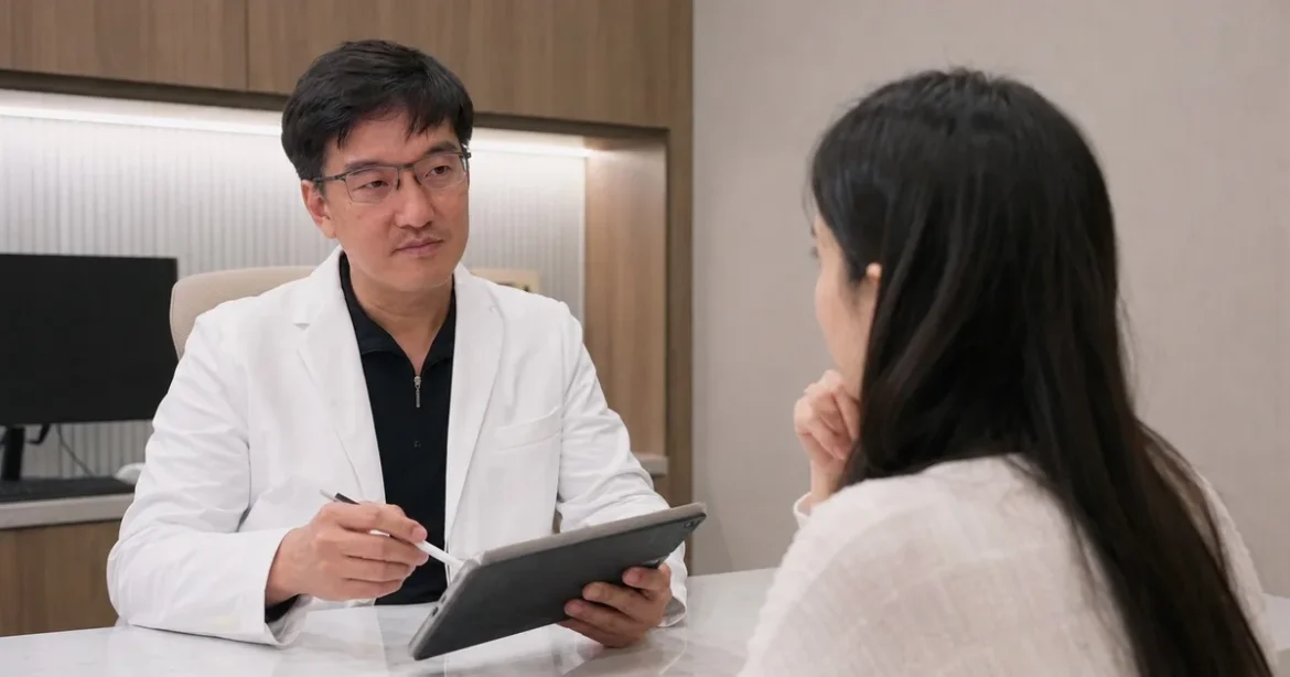 吳紹琥醫師解釋骨骼支撐退化對V臉的影響。